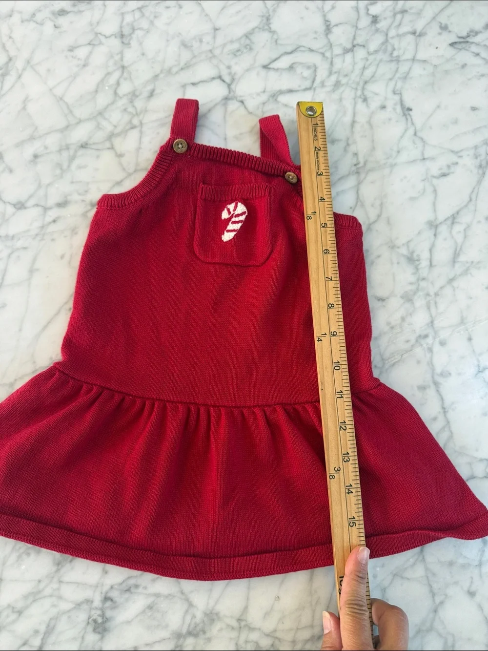 Knit Christmas Candy Cane Dress Sz 24 Mo